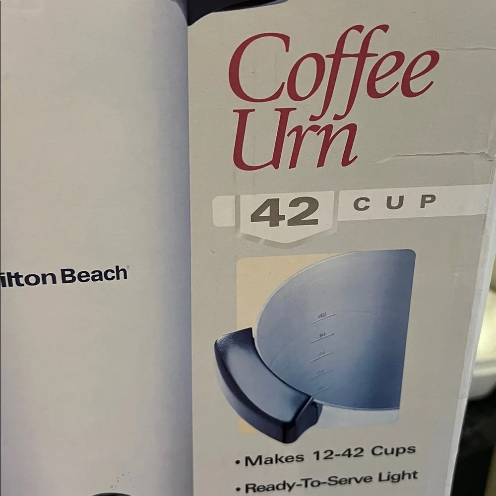 Hamilton Beach 12- 42 cup urn. Stainless with twist top. Used once or twice.